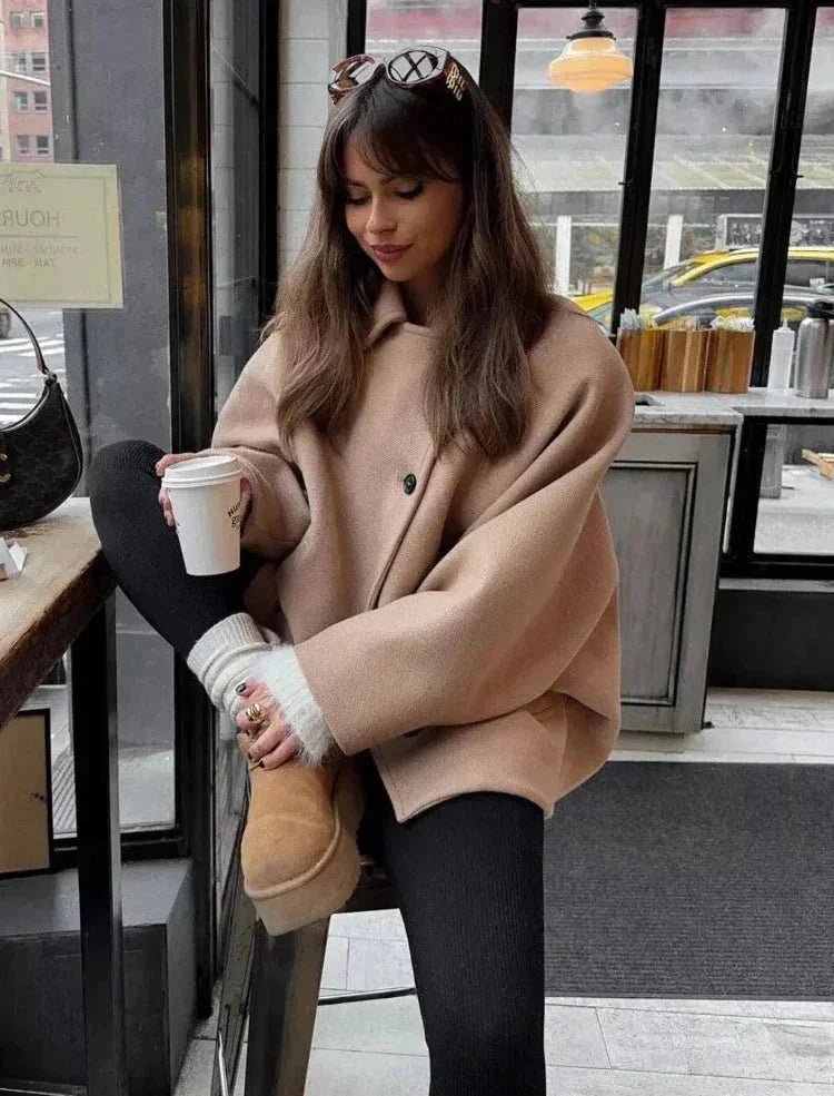 Kurzmantel mit Knöpfen und Oversize-Schnitt für Damen