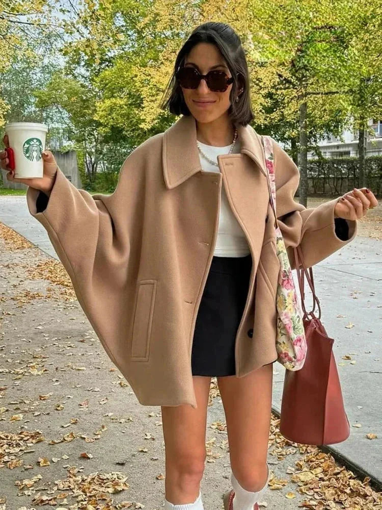 Kurzmantel mit Knöpfen und Oversize-Schnitt für Damen