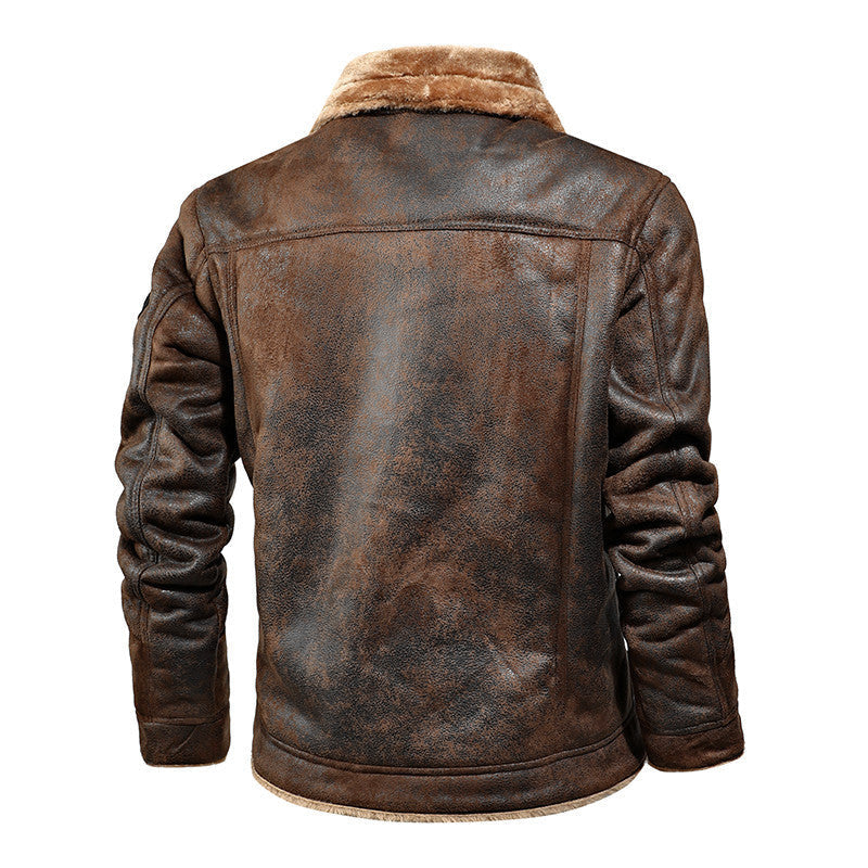 Kunstlederjacke im Fliegerstil mit Teddykragen für Herren