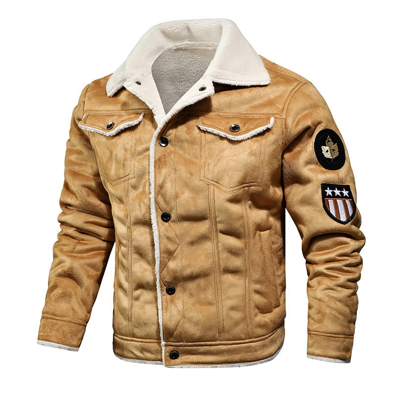 Kunstlederjacke im Fliegerstil mit Teddykragen für Herren