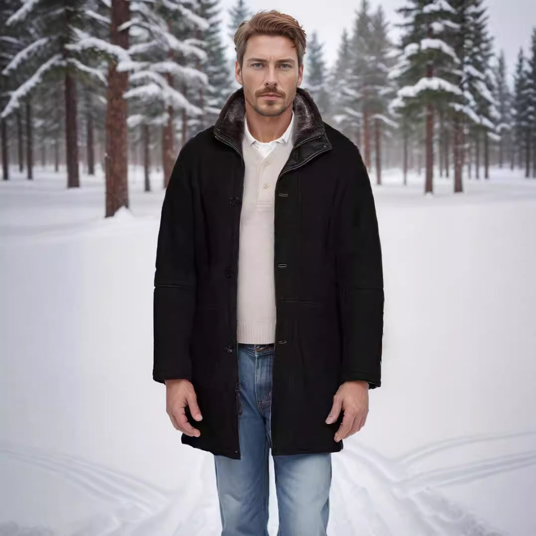 Wintermantel mit Kunstlammfell und Zweiwege-Reißverschluss für Herren