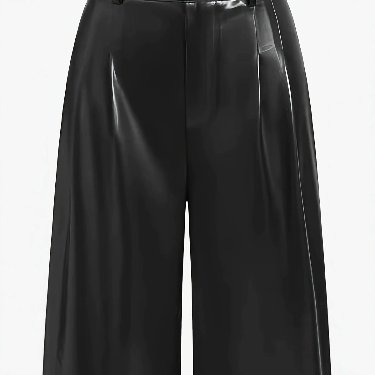 Lederhose aus Kunstleder mit hohem Bund und weitem Bein für Damen