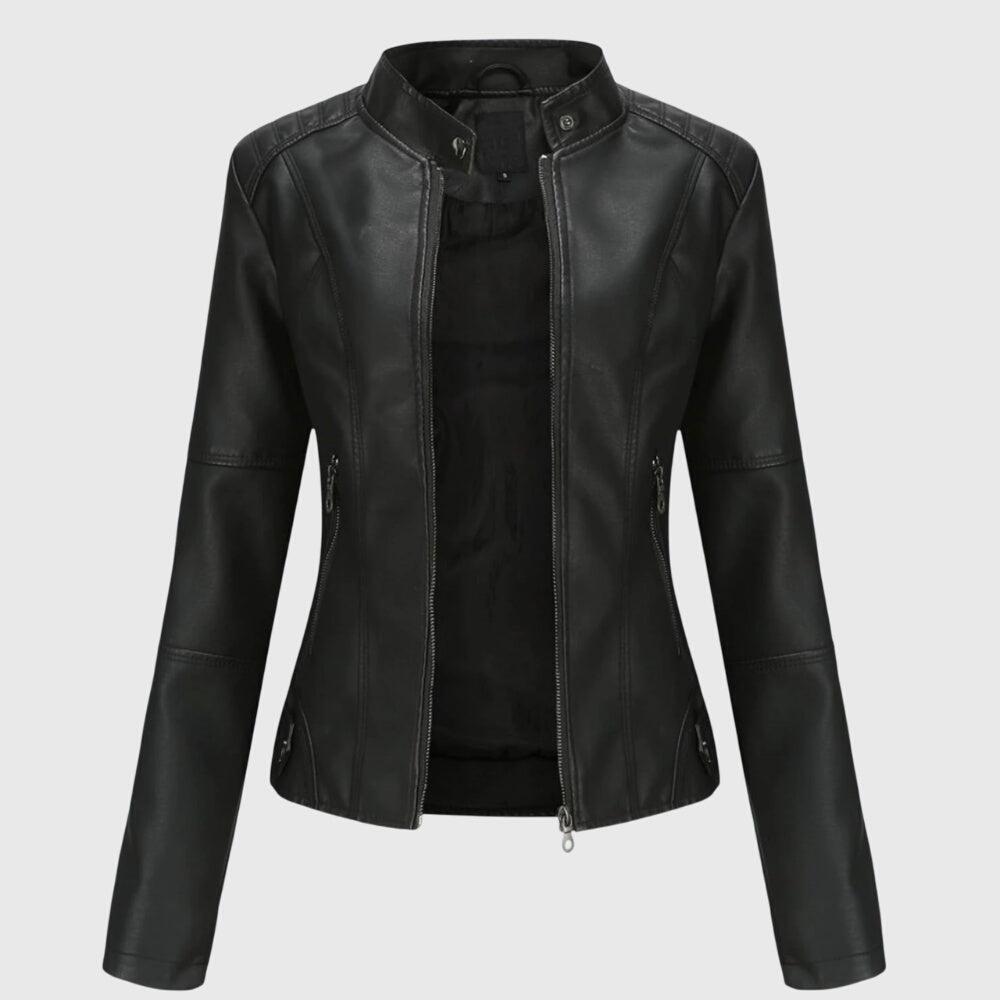 Lederjacke mit figurbetontem Schnitt für Damen - Schwarz