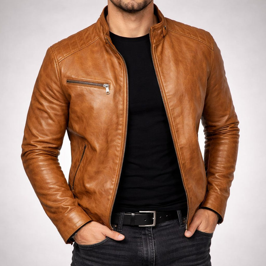 Lederjacke mit schmalem Schnitt und Brusttasche für Herren