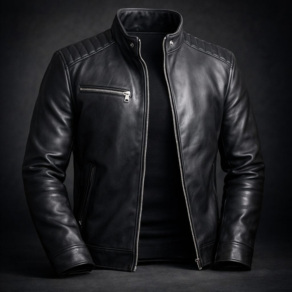 Lederjacke mit schmalem Schnitt und Brusttasche für Herren
