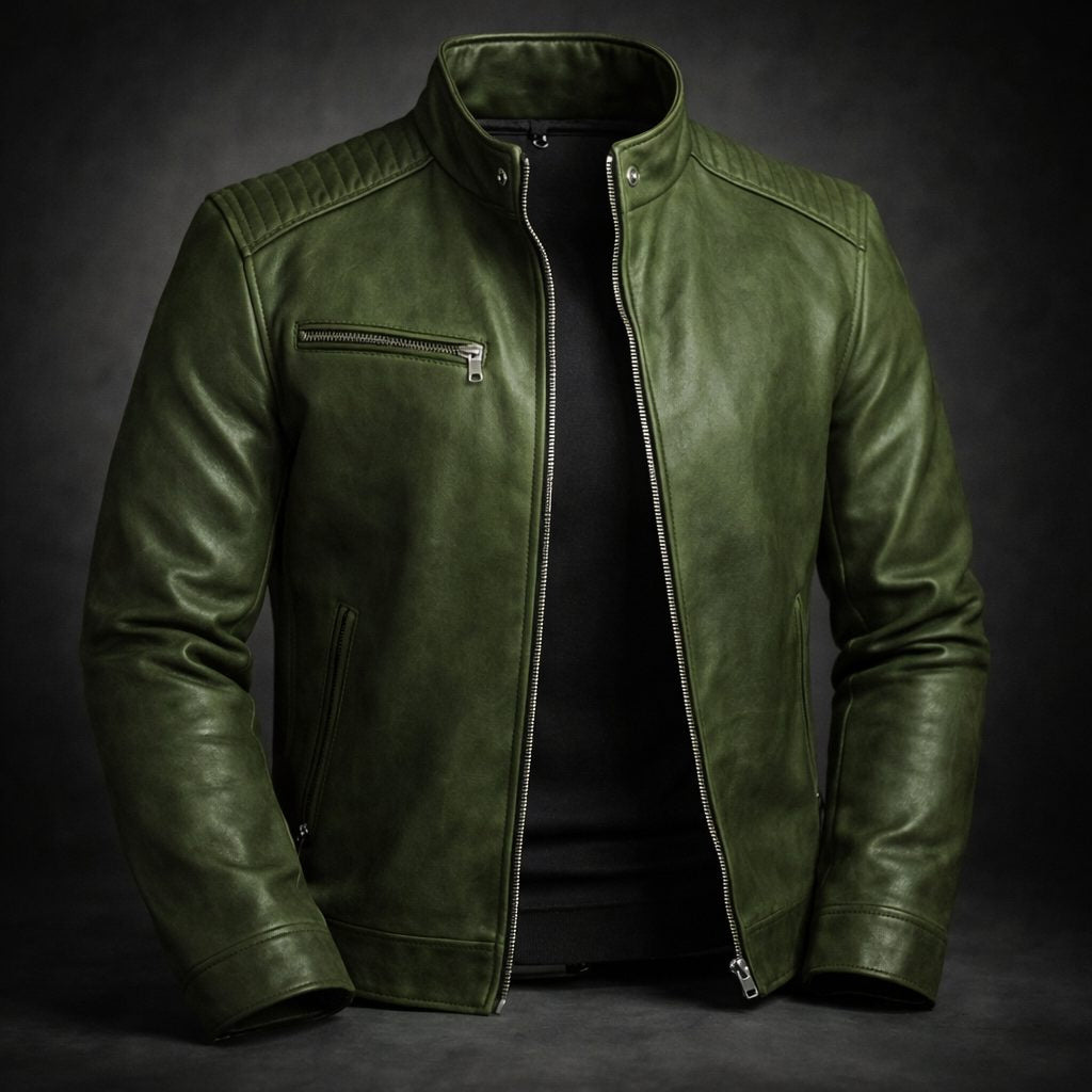 Lederjacke mit schmalem Schnitt und Brusttasche für Herren