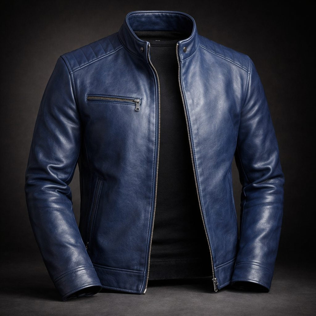 Lederjacke mit schmalem Schnitt und Brusttasche für Herren