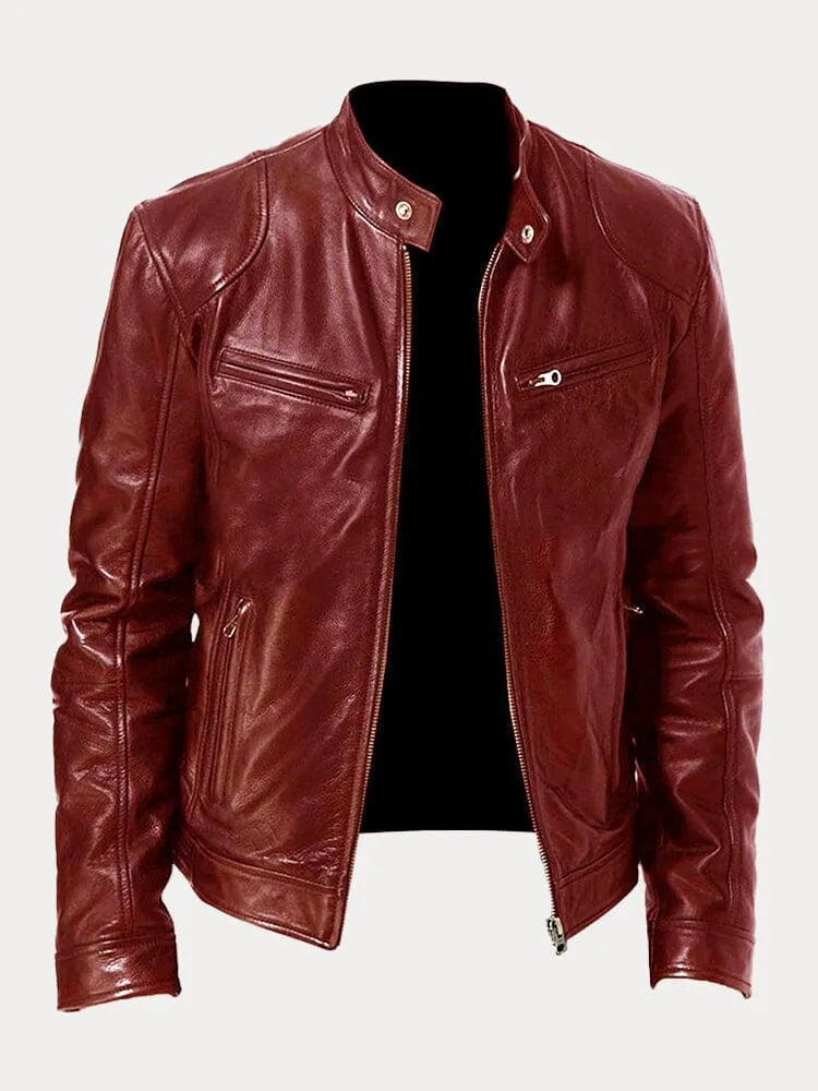 Lederjacke mit Taschen und verstellbaren Bündchen für Herren