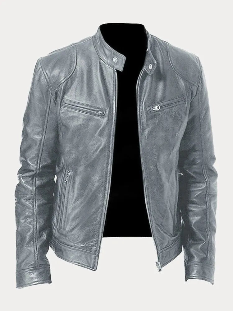 Lederjacke mit Taschen und verstellbaren Bündchen für Herren