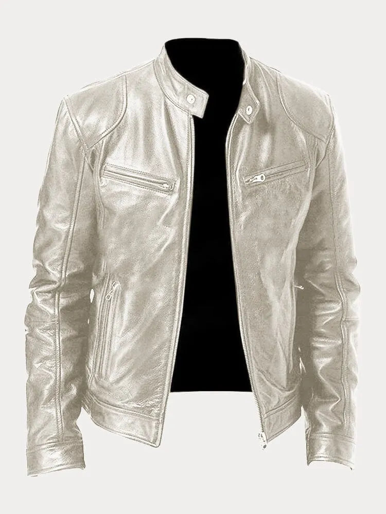 Lederjacke mit Taschen und verstellbaren Bündchen für Herren