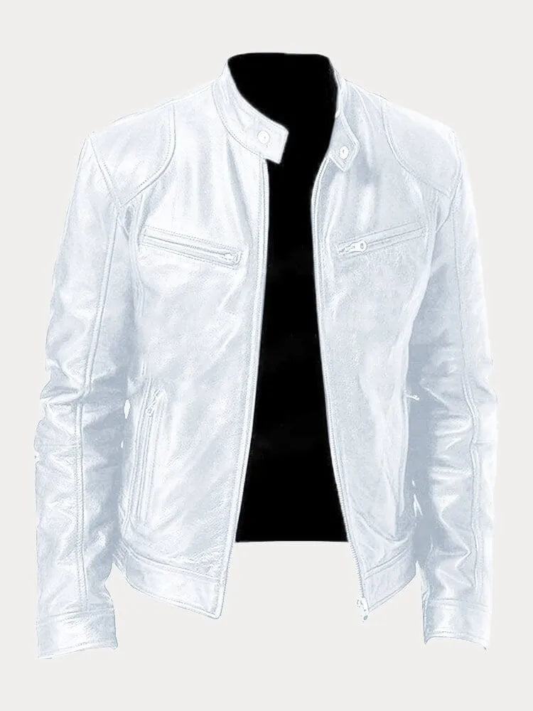 Lederjacke mit Taschen und verstellbaren Bündchen für Herren
