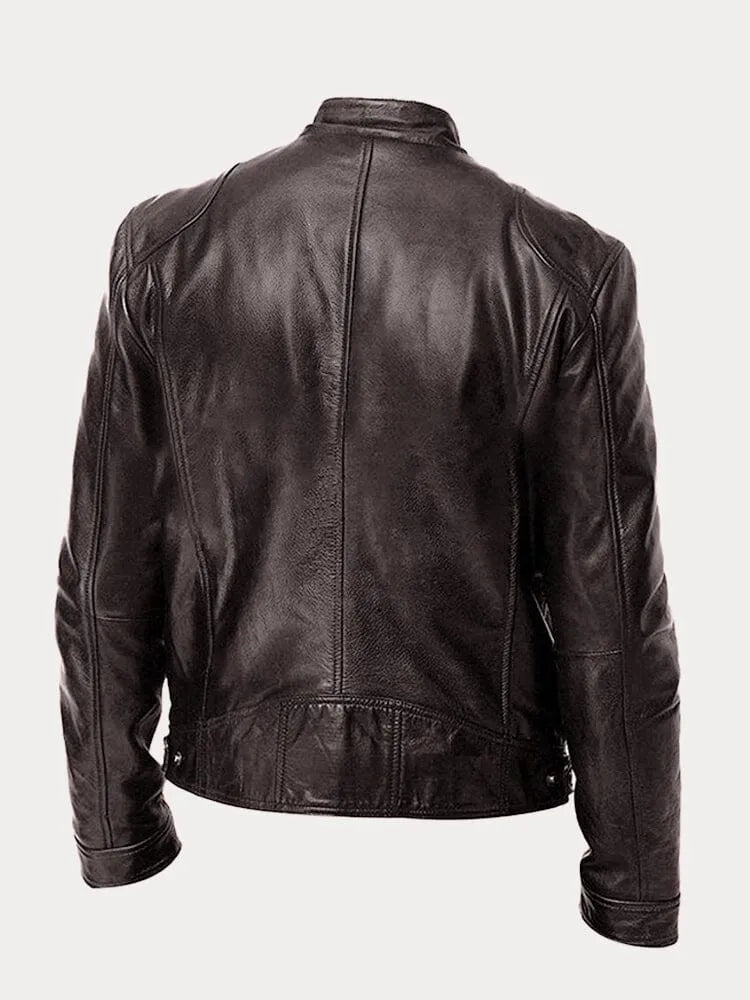 Lederjacke mit Taschen und verstellbaren Bündchen für Herren