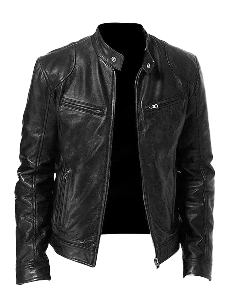 Lederjacke mit Taschen und verstellbaren Bündchen für Herren