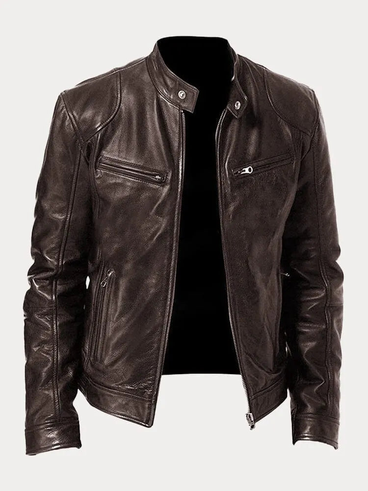 Lederjacke mit Taschen und verstellbaren Bündchen für Herren
