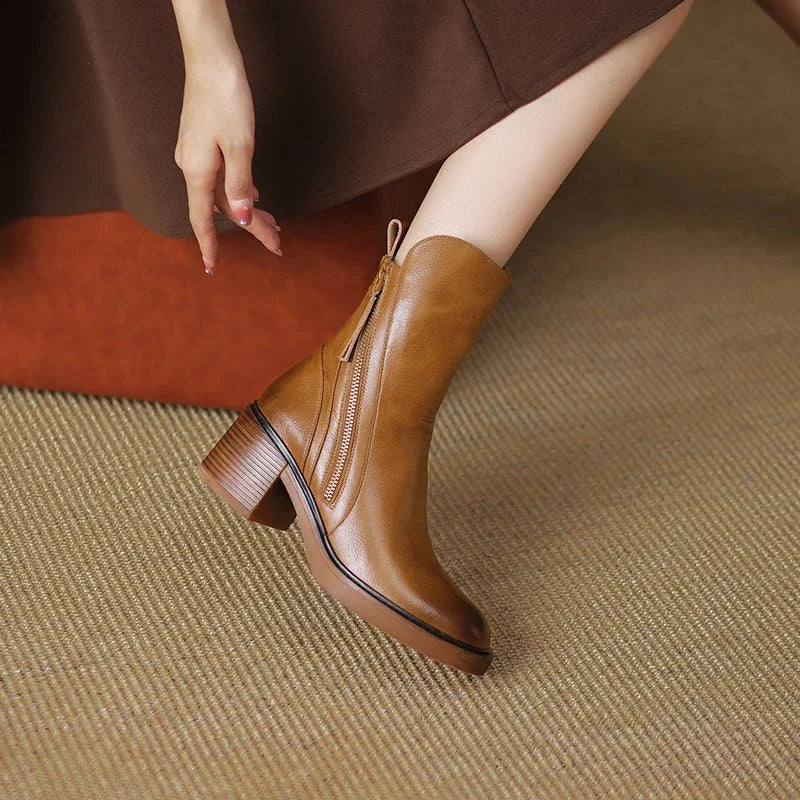 Lederstiefel mit Innenfutter und Fußbett für Damen