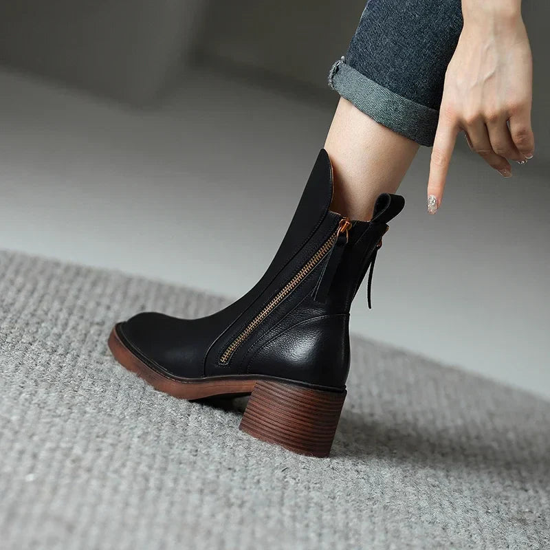 Lederstiefel mit Innenfutter und Fußbett für Damen