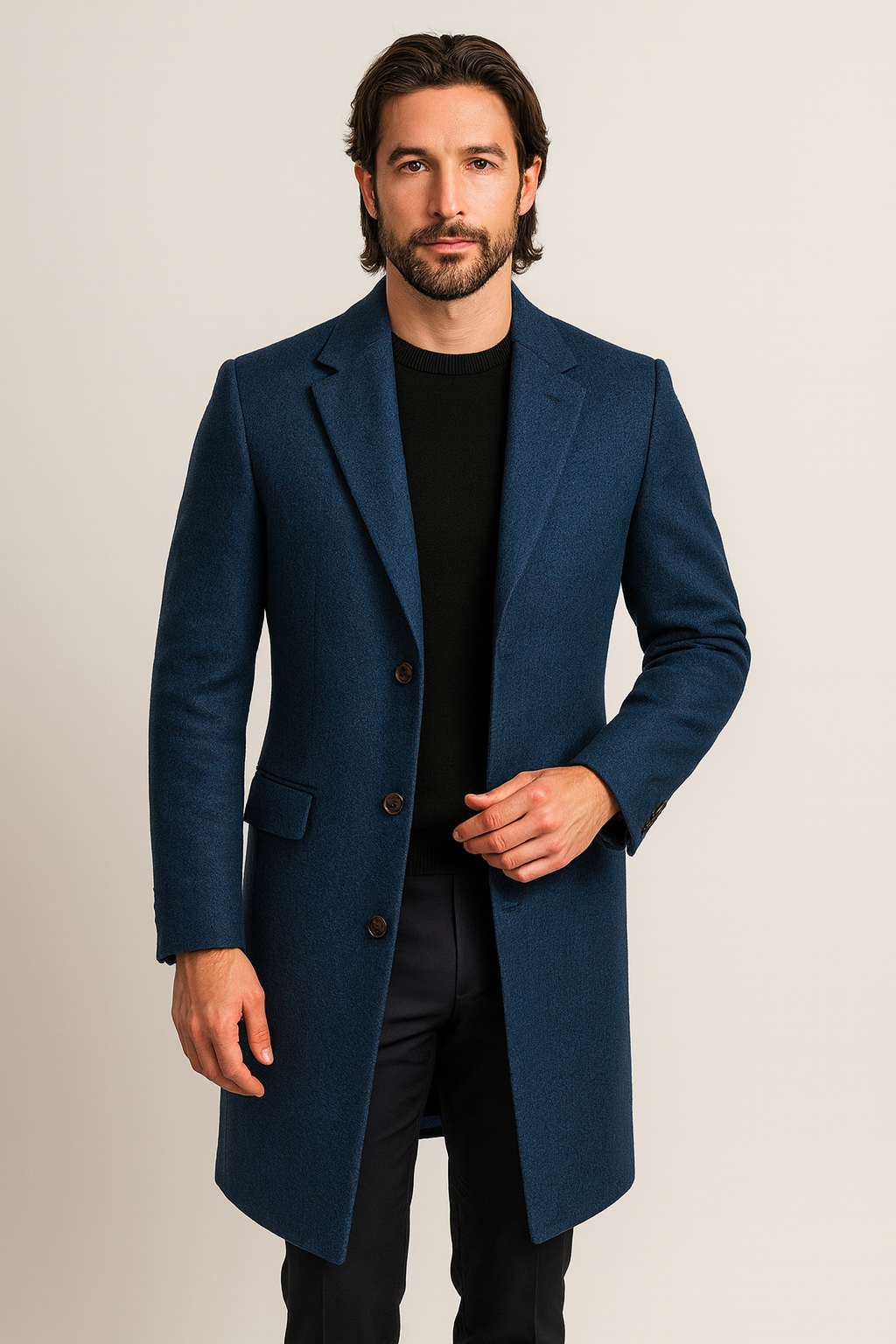 Mantel lang mit schmaler Passform für Herren - Blau