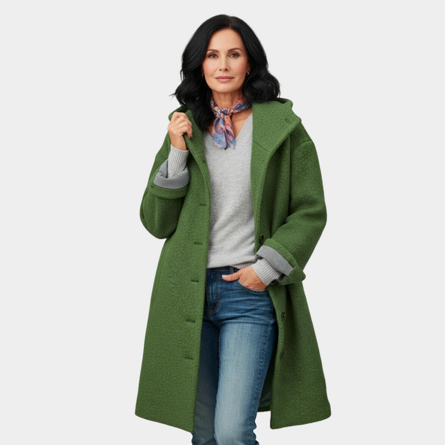Mantel mit Kapuze und lockerem Schnitt für Damen