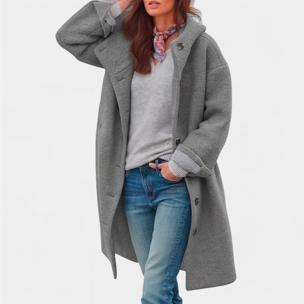 Mantel mit Kapuze und lockerem Schnitt für Damen