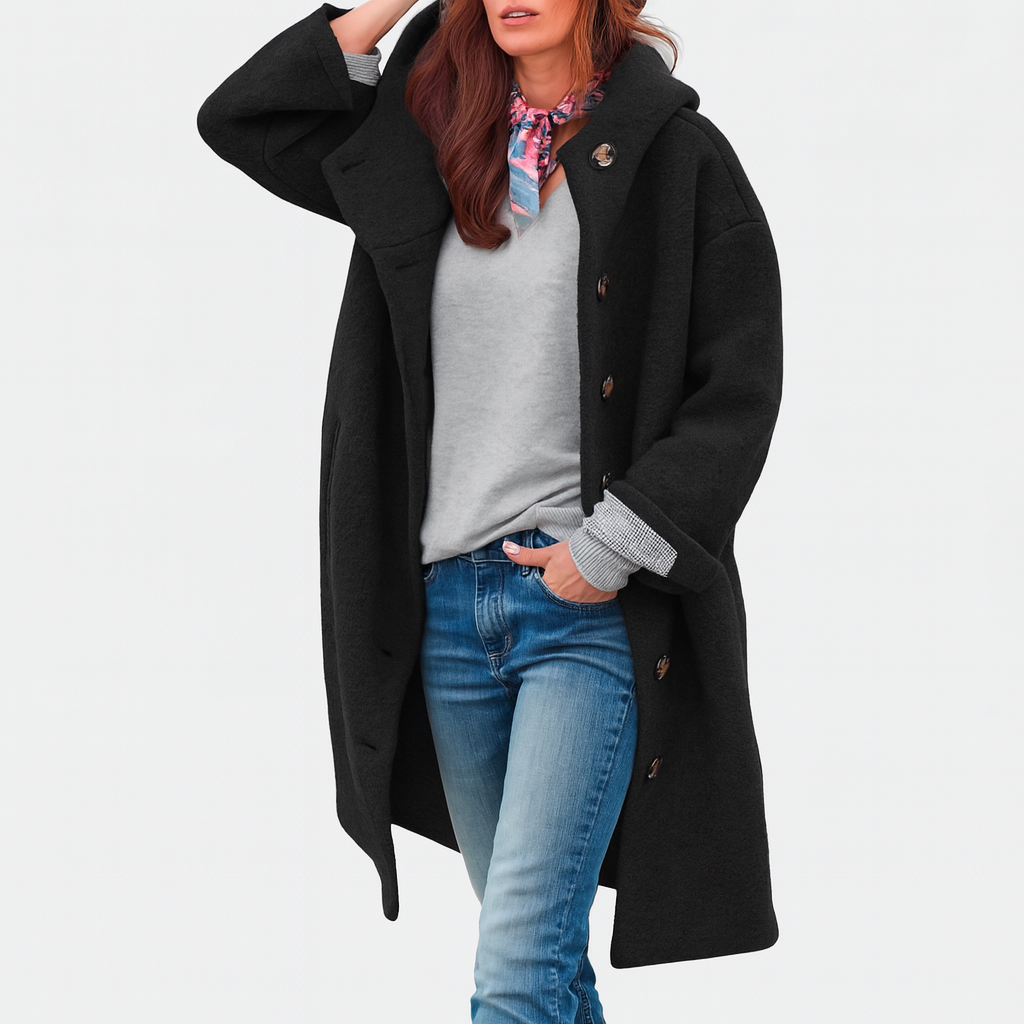 Mantel mit Kapuze und lockerem Schnitt für Damen
