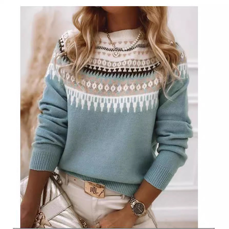 Norweger Pullover mit Fair-Isle-Muster und Rundhals für Damen