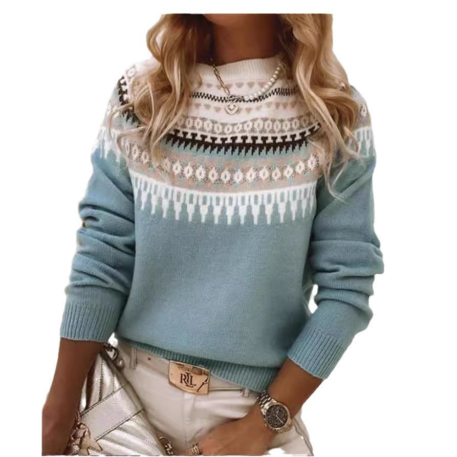 Norweger Pullover mit Fair-Isle-Muster und Rundhals für Damen