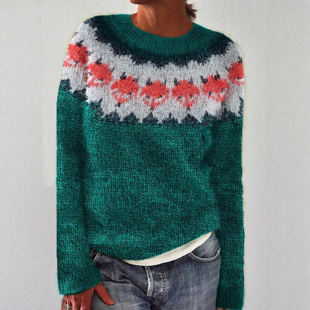 Norweger Pullover mit Fair-Isle-Muster und Rundhals für Damen