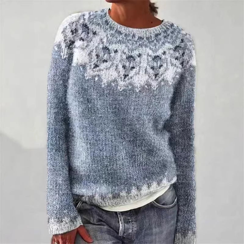 Norweger Pullover mit Fair-Isle-Muster und Rundhals für Damen