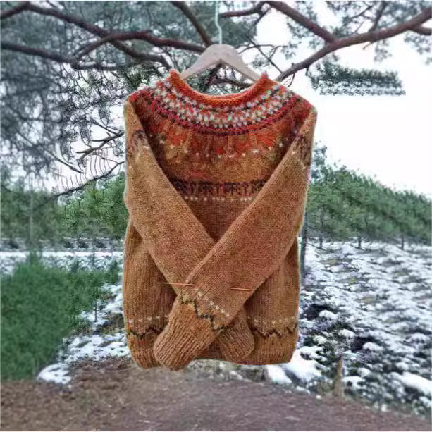 Norweger Pullover mit Fair-Isle-Muster und Rundhals für Damen