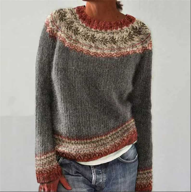 Norweger Pullover mit Fair-Isle-Muster und Rundhals für Damen