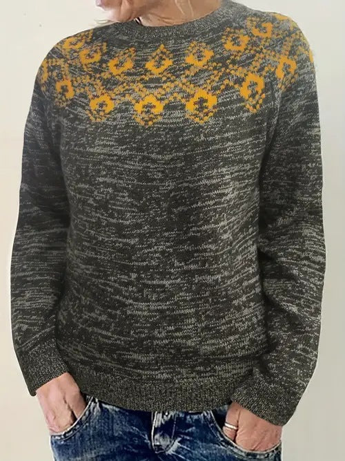 Norweger Pullover mit Fair-Isle-Muster und Rundhals für Damen
