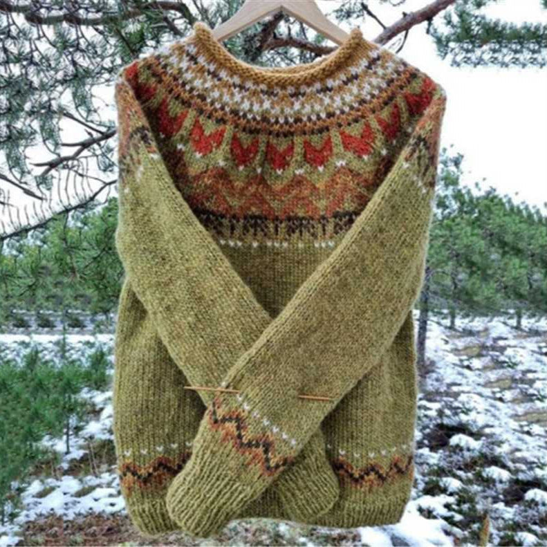 Norweger Pullover mit Fair-Isle-Muster und Rundhals für Damen