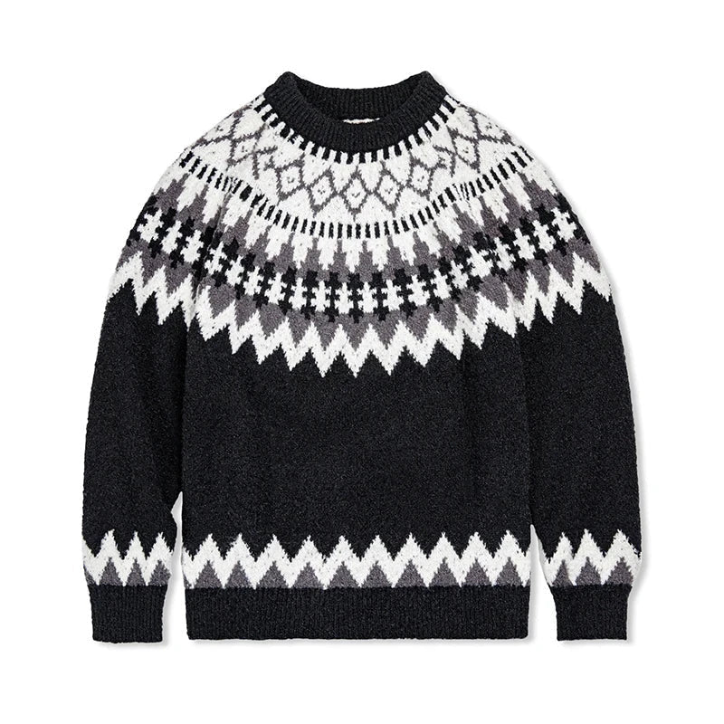 Norweger Pullover mit Fair-Isle-Muster und Rundhals für Damen