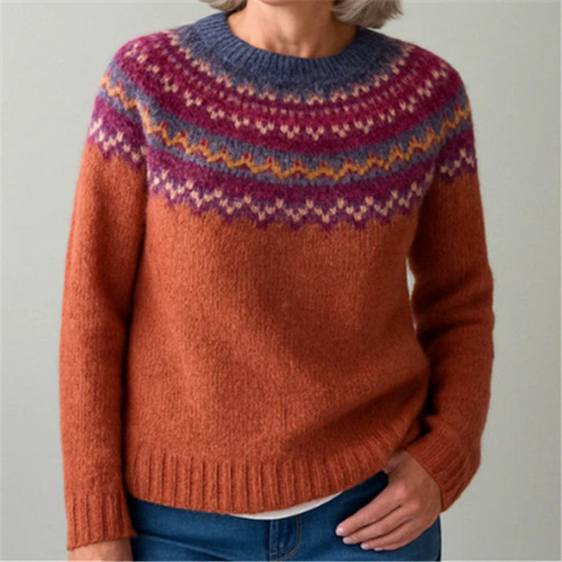 Norweger Pullover mit Fair-Isle-Muster und Rundhals für Damen