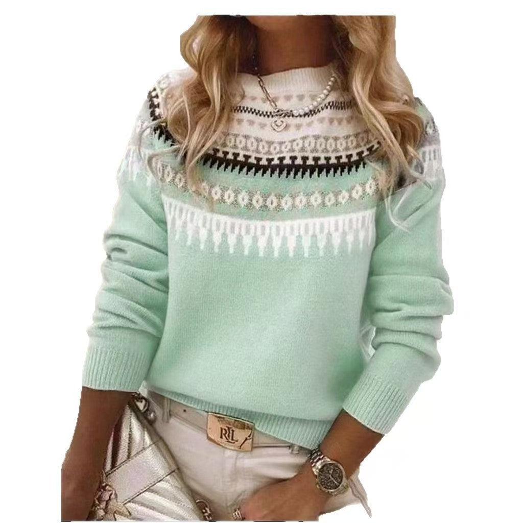Norweger Pullover mit Fair-Isle-Muster und Rundhals für Damen