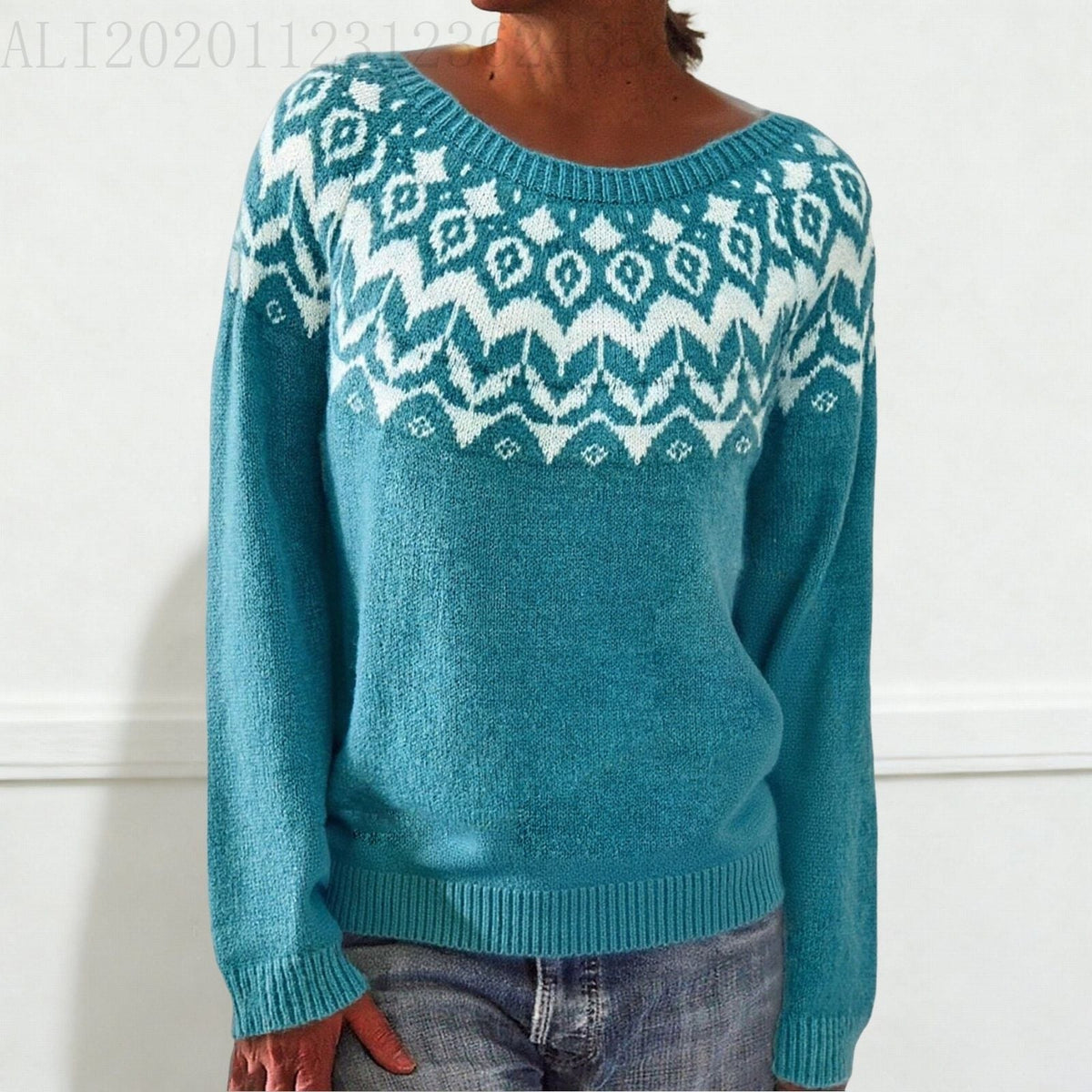 Norweger Pullover mit Fair-Isle-Muster und Rundhals für Damen