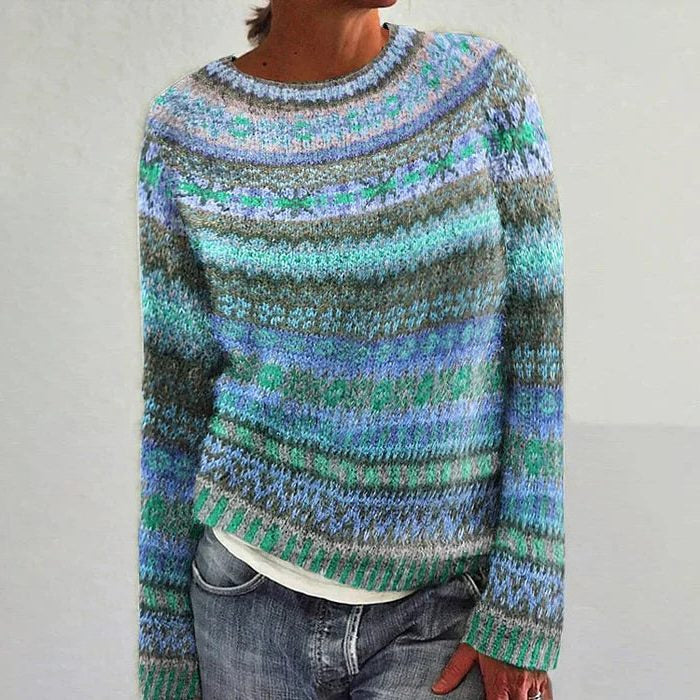 Norweger Pullover mit Rundhals und langen Ärmeln für Damen