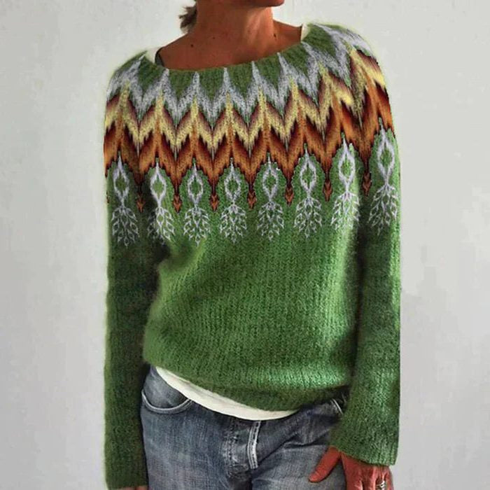 Norweger Pullover mit Rundhals und langen Ärmeln für Damen