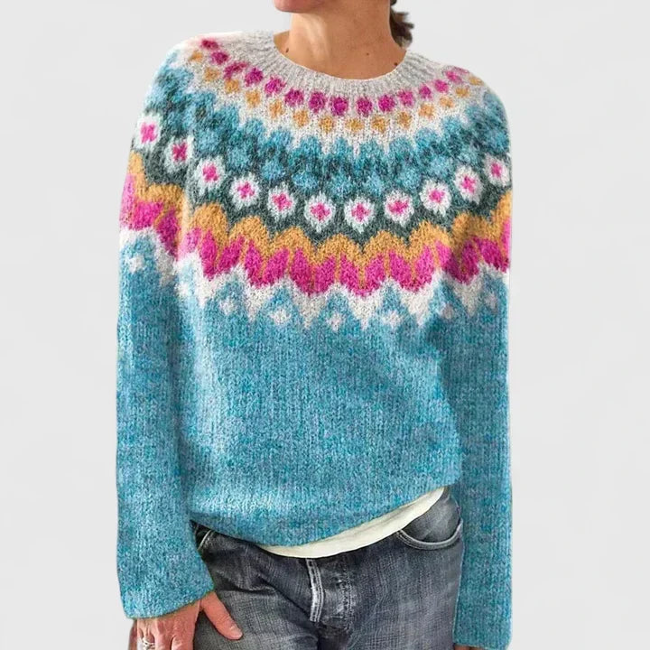 Norweger Pullover mit Rundpasse und Rundhalsausschnitt für Damen