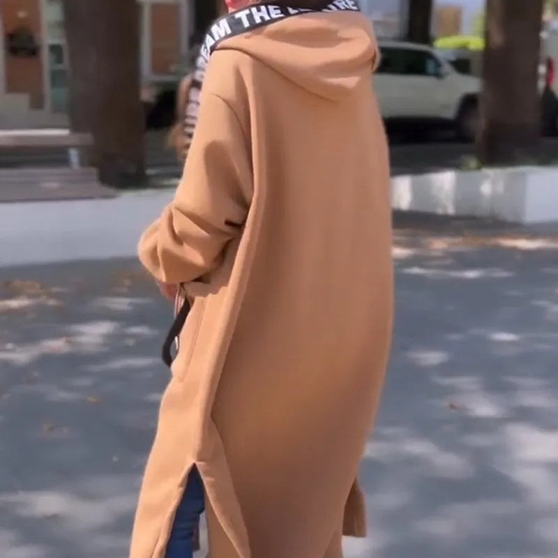 Oversize-Mantel mit Kapuze und langem Schnitt für Damen