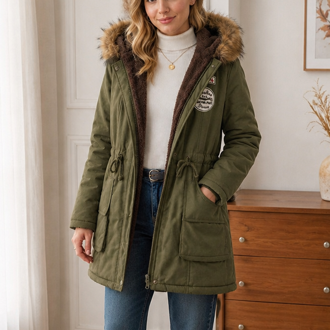 Parka mit geradem Schnitt und Kapuze für Damen