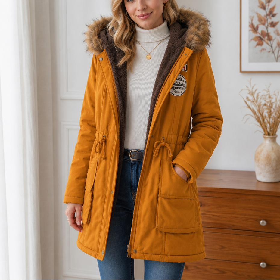 Parka mit geradem Schnitt und Kapuze für Damen