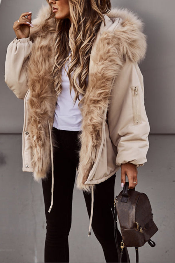 Parka mit Kapuze und Kunstfellbesatz für Damen