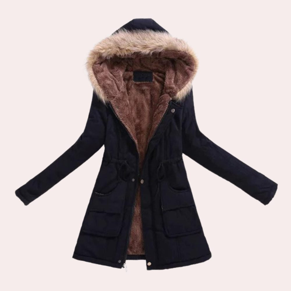 Parka mit Kunstfellbesatz und Kapuze für Damen