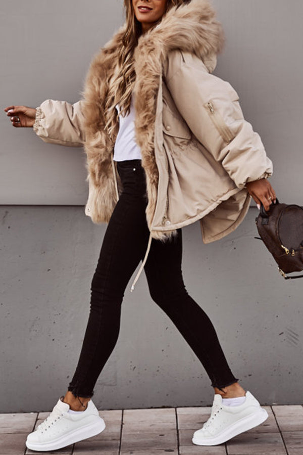 Parka mit Kapuze und Kunstfellbesatz für Damen