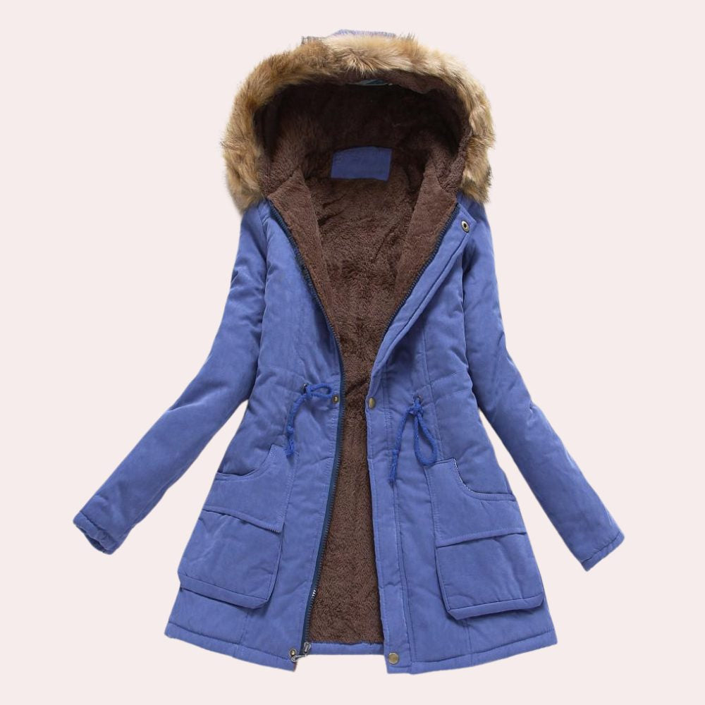 Parka mit Kunstfellbesatz und Kapuze für Damen