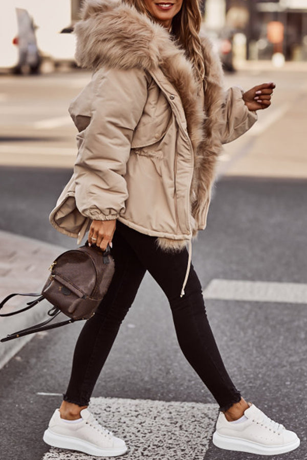 Parka mit Kapuze und Kunstfellbesatz für Damen