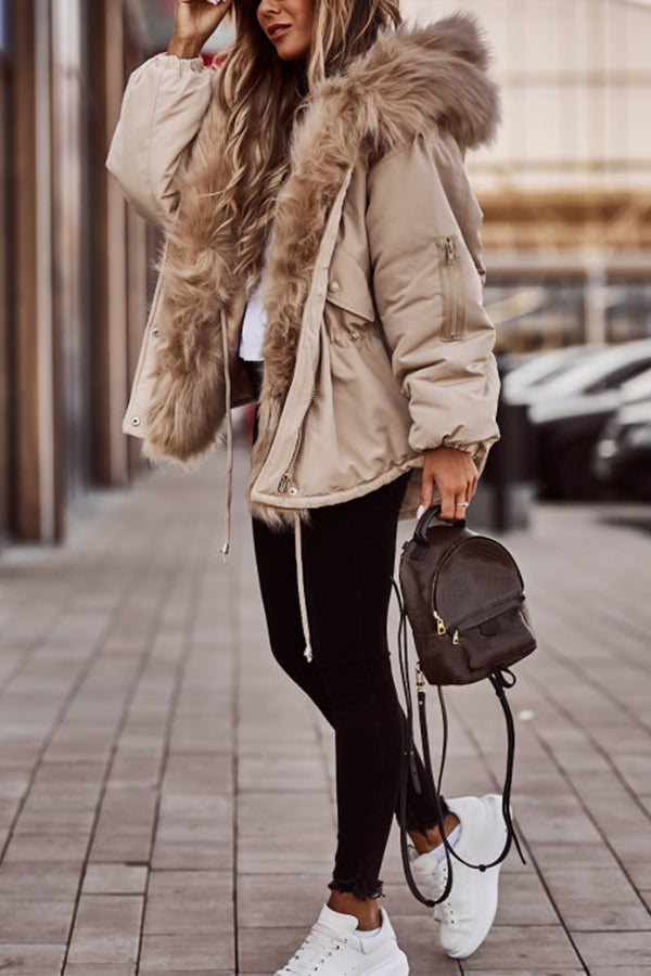 Parka mit Kapuze und Kunstfellbesatz für Damen