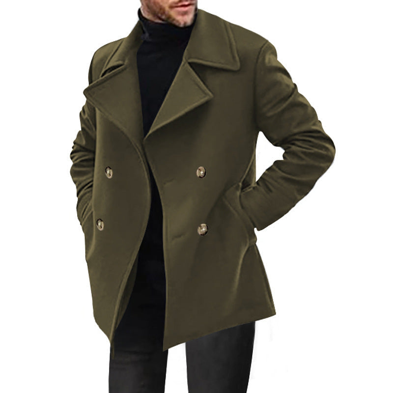 Cabanjacke mit breitem Revers und Taillierung für Herren - Militärgrün