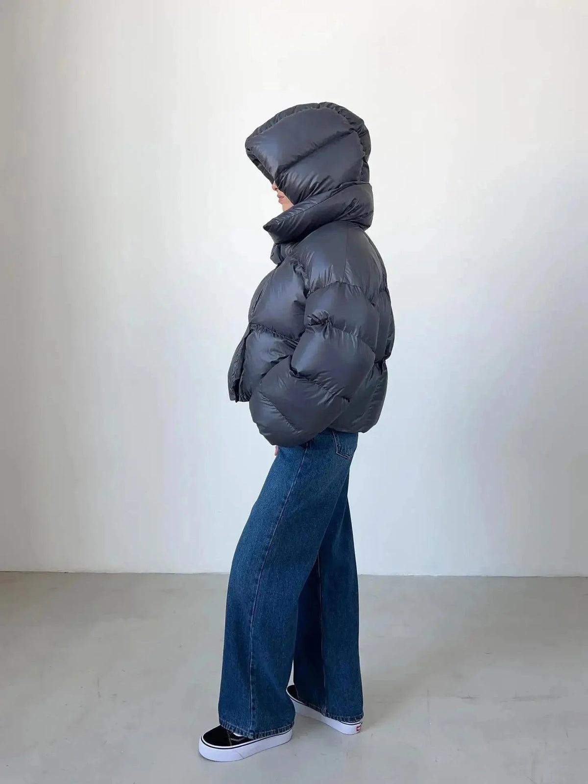 Pufferjacke mit Stehkragen und weitem Schnitt für Damen
